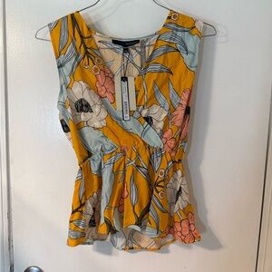 Harve Benard Gold Peplum Blouse